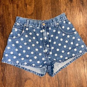 Vintage Dakota Blue Polka Dot High Waist Denim Shorts Women’s Size 24